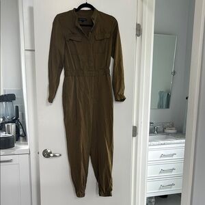 Banana Republic Green Utility Jumpsuit with Zippered Front